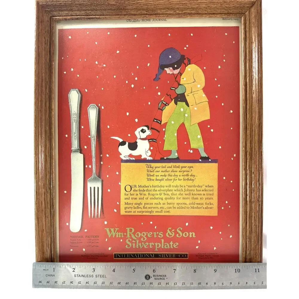 Feb 1923 Ladies Home Journal Wm.Roger's & Son SILVERPLATE Framed Advertisement